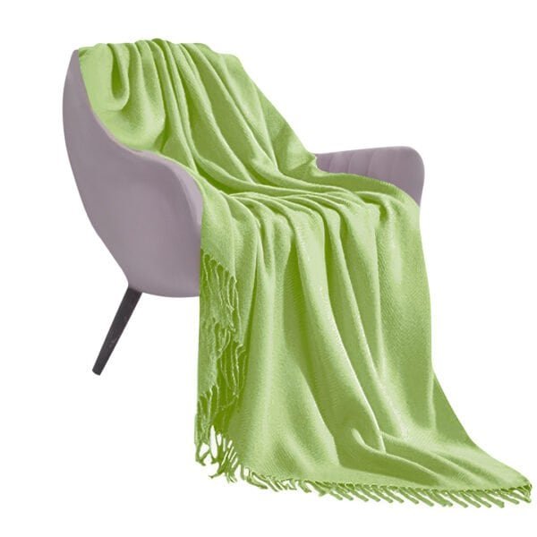 SOGA Green Acrylic Knitted Throw Blanket Solid Fringed Warm Cozy Woven Cover Couch Bed Sofa Home Decor