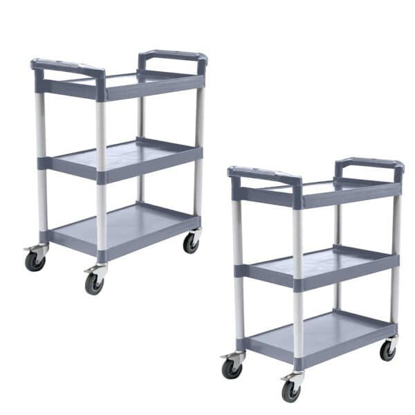 SOGA 2X 3 Tier Food Trolley Portable Kitchen Cart Gray