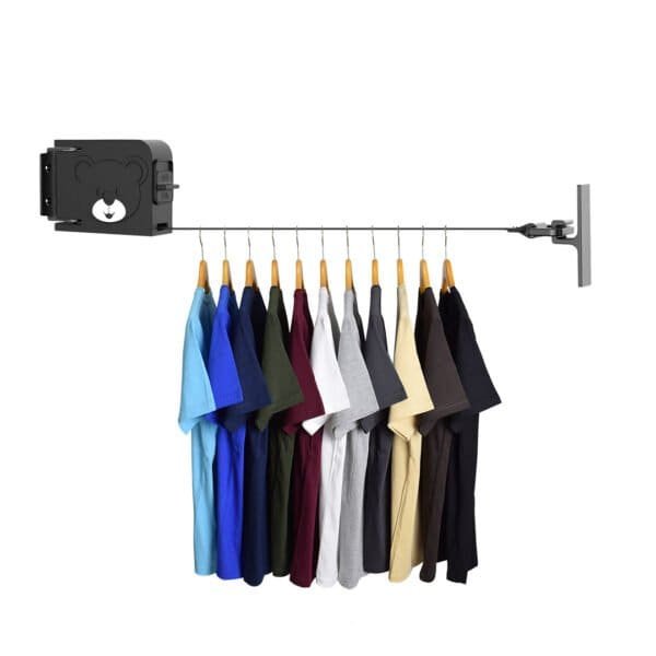 SOGA 160mm Wall-Mounted Clothes Line Dry Rack Black