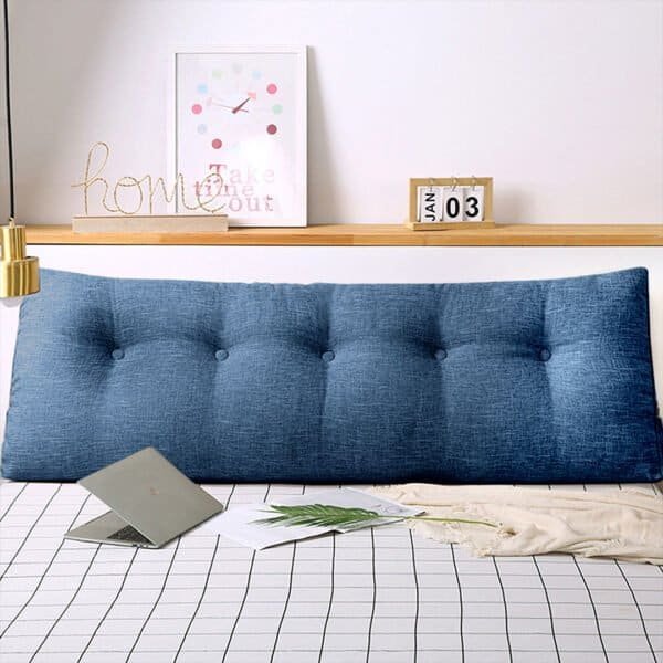 SOGA 100cm Blue Triangular Wedge Bed Pillow Headboard Backrest Bedside Tatami Cushion Home Decor - Image 4
