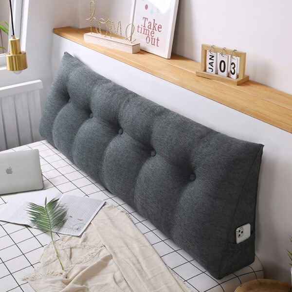 SOGA 100cm Dark Grey Triangular Wedge Bed Pillow Headboard - Image 4