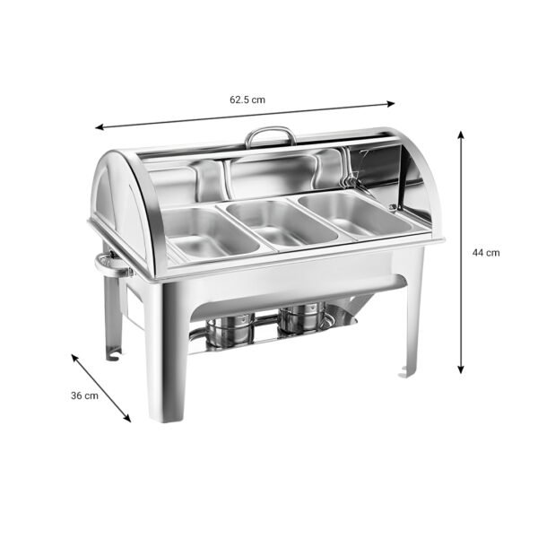 SOGA 3L Triple Tray Stainless Steel Roll Top Chafing Dish Food Warmer - Image 5