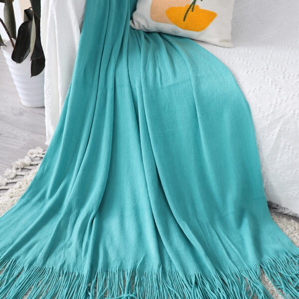 SOGA Teal Acrylic Knitted Throw Blanket Solid Fringed Warm Cozy Woven Cover Couch Bed Sofa Home Decor - Image 3