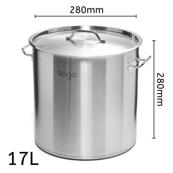 SOGA Stock Pot 17L Top Grade Thick Stainless Steel Stockpot 18/10 - Image 5