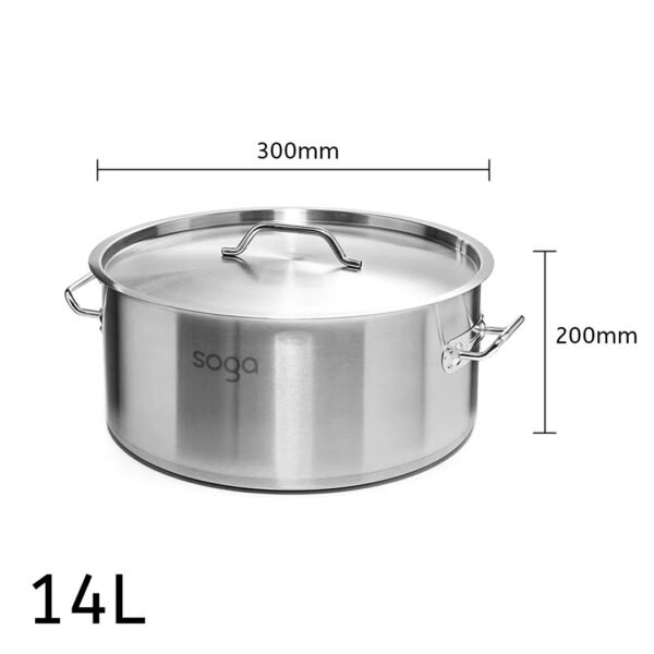 SOGA Stock Pot 14L Top Grade Thick Stainless Steel Stockpot 18/10 - Image 5