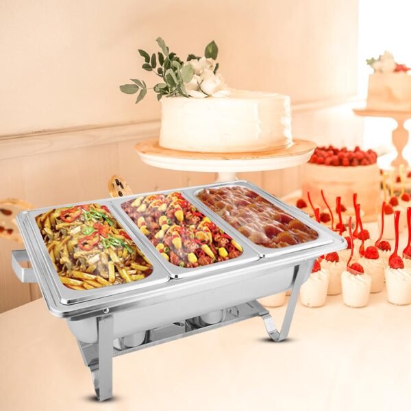 SOGA 3L Triple Tray Stainless Steel Chafing Food Warmer Catering Dish - Image 6