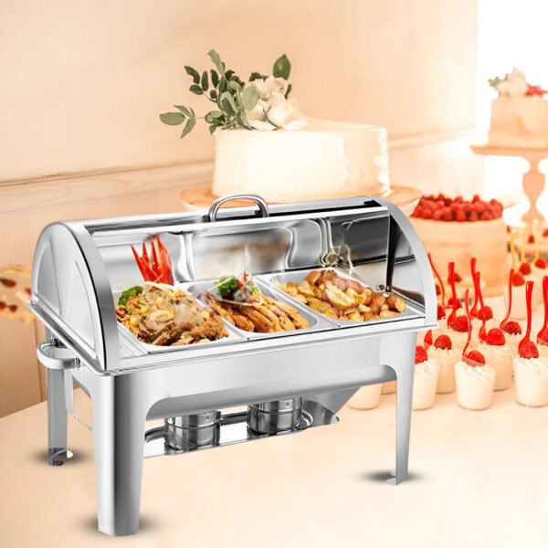 SOGA 3L Triple Tray Stainless Steel Roll Top Chafing Dish Food Warmer - Image 6