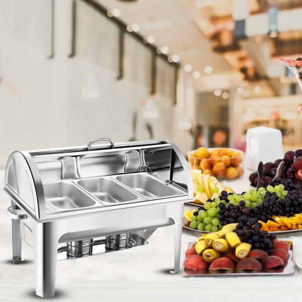 SOGA 3L Triple Tray Stainless Steel Roll Top Chafing Dish Food Warmer - Image 7