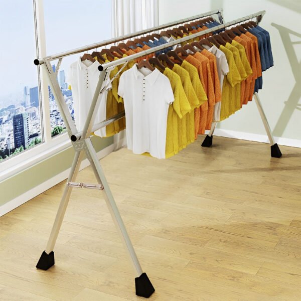 SOGA 2.0m Portable Standing Clothes Drying Rack 3 Poles - Image 7