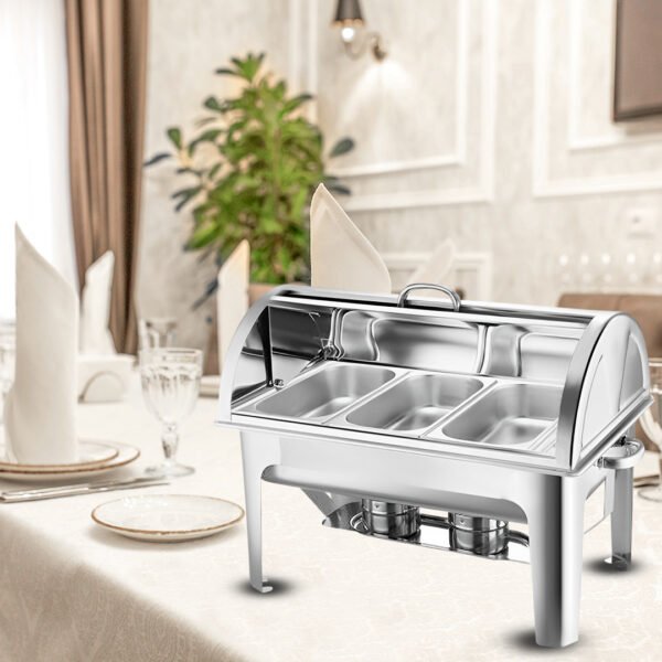 SOGA 3L Triple Tray Stainless Steel Roll Top Chafing Dish Food Warmer - Image 2
