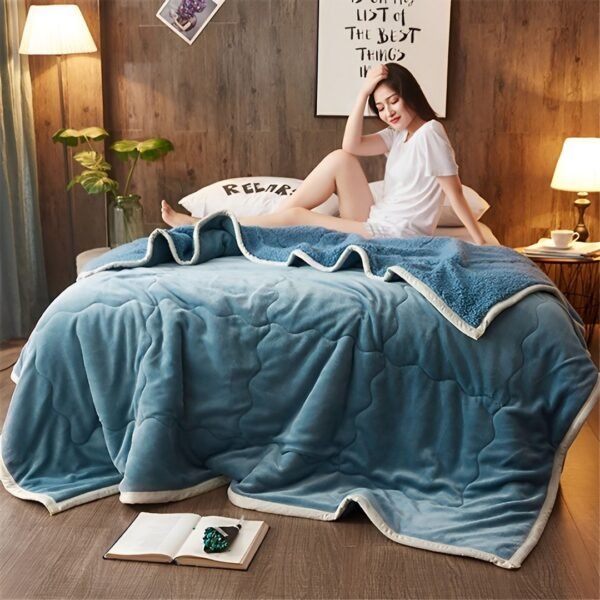 SOGA Lake Blue Throw Blanket Warm Cozy Double Sided Thick Flannel Coverlet Fleece Bed Sofa Comforter - Image 5