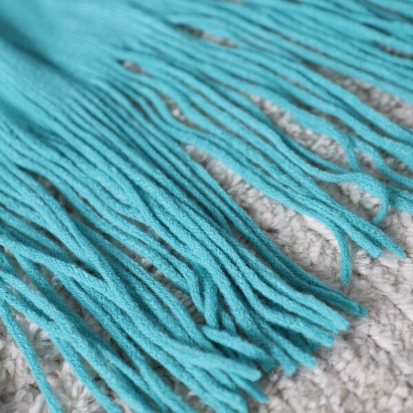 SOGA Teal Acrylic Knitted Throw Blanket Solid Fringed Warm Cozy Woven Cover Couch Bed Sofa Home Decor - Image 5