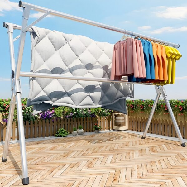 SOGA 2.0m Portable Standing Clothes Drying Rack 3 Poles - Image 8