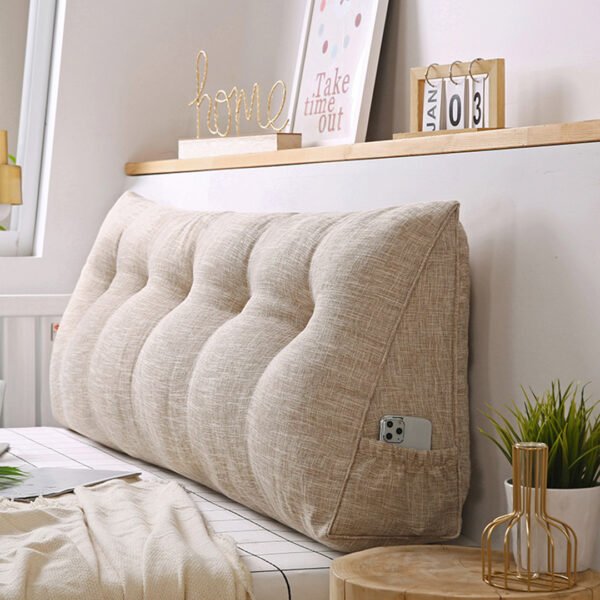 SOGA 100cm Beige Triangular Wedge Bed Pillow Headboard - Image 2