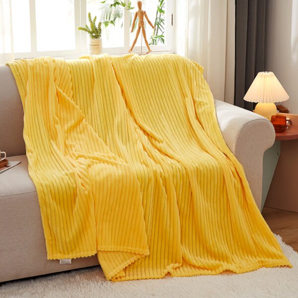 SOGA Yellow Throw Blanket Warm Cozy Striped Pattern Thin Flannel Coverlet Fleece Bed Sofa Comforter - Image 5