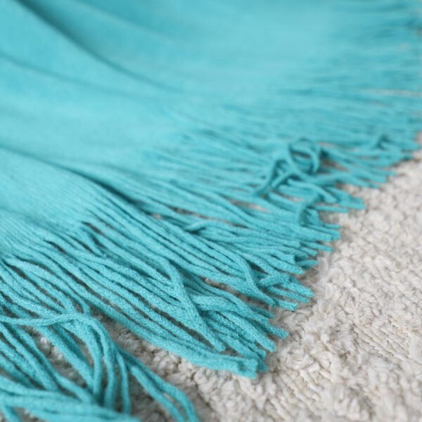 SOGA Teal Acrylic Knitted Throw Blanket Solid Fringed Warm Cozy Woven Cover Couch Bed Sofa Home Decor - Image 6