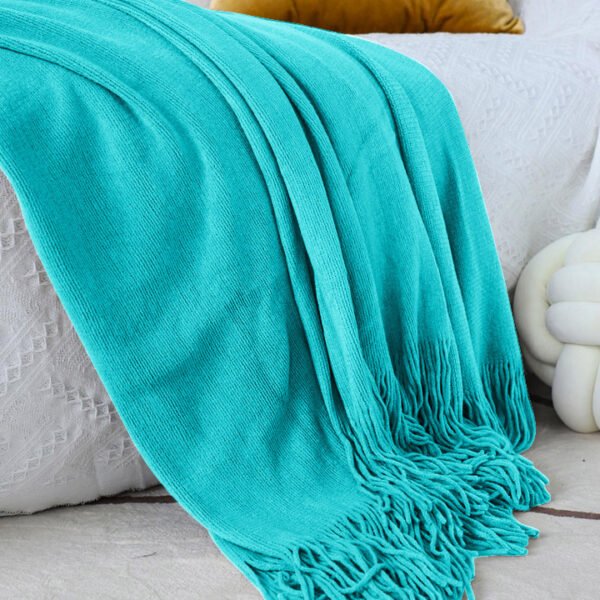 SOGA Teal Acrylic Knitted Throw Blanket Solid Fringed Warm Cozy Woven Cover Couch Bed Sofa Home Decor - Image 7