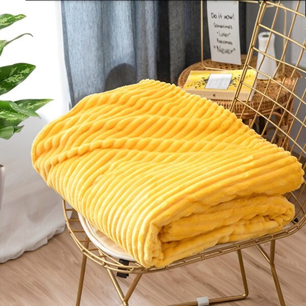 SOGA Yellow Throw Blanket Warm Cozy Striped Pattern Thin Flannel Coverlet Fleece Bed Sofa Comforter - Image 6