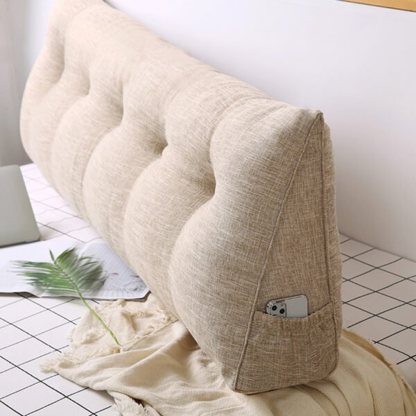 SOGA 120cm Beige Triangular Wedge Bed Pillow Headboard - Image 4