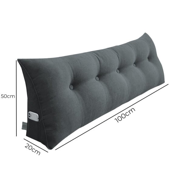 SOGA 100cm Dark Grey Triangular Wedge Bed Pillow Headboard - Image 2
