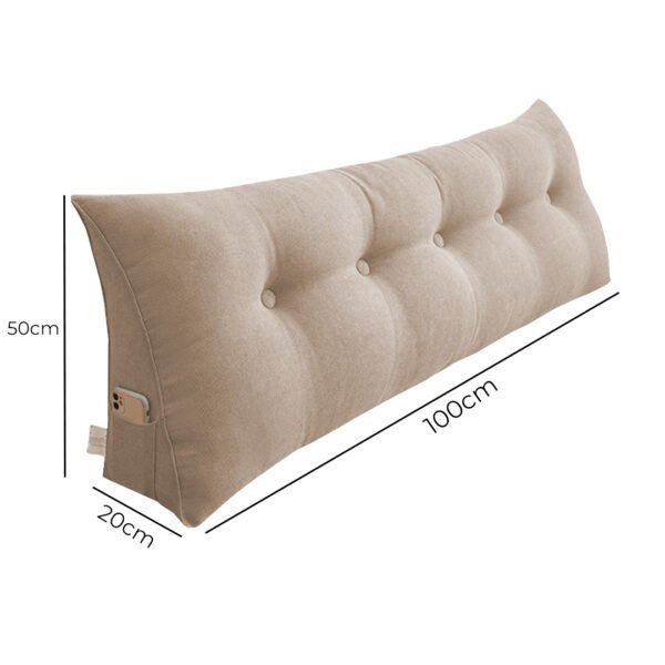 SOGA 100cm Beige Triangular Wedge Bed Pillow Headboard - Image 8