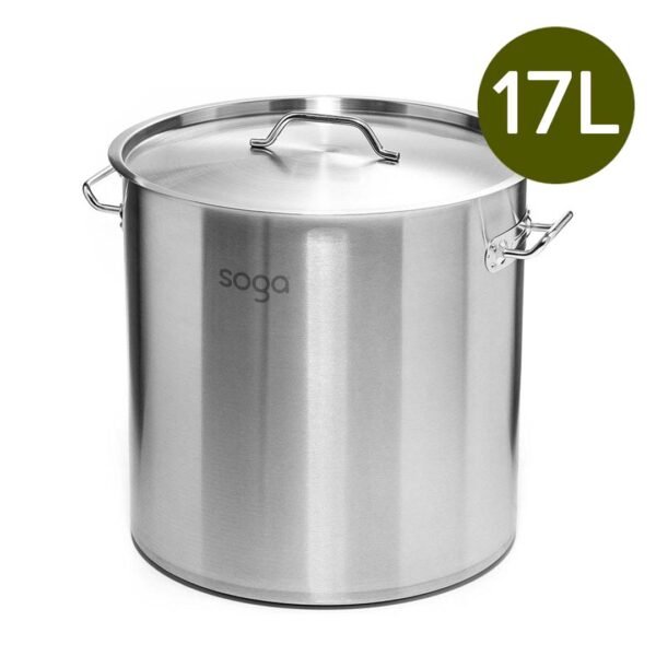 SOGA Stock Pot 17L Top Grade Thick Stainless Steel Stockpot 18/10 - Image 10