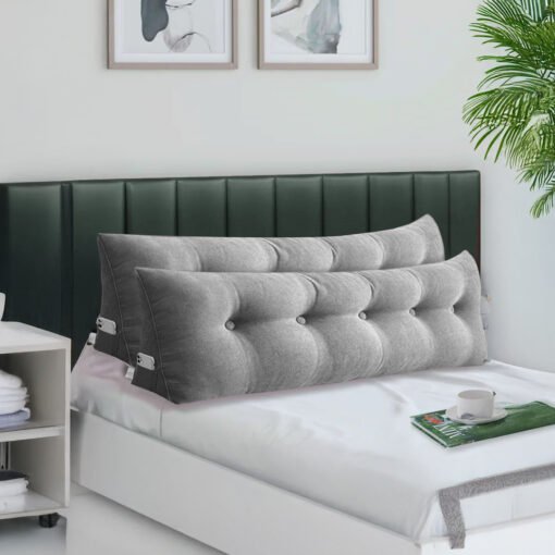 SOGA 2X 120cm Silver Wedge Bed Cushion