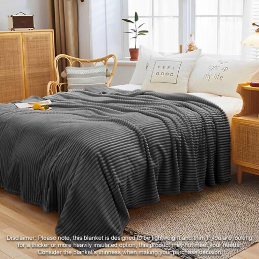 SOGA 2X Grey Throw Blanket - Image 2
