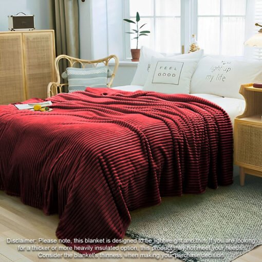 SOGA 2X Burgundy Throw Blanket - Image 2
