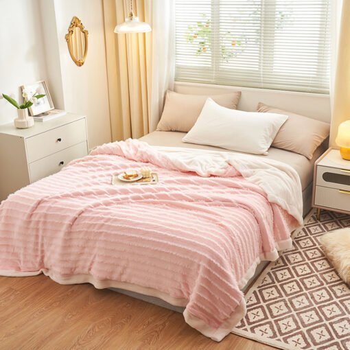 SOGA 2X Throw Blanket Pink - Image 2