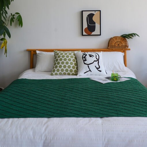 SOGA 2X Green Diamond Pattern Blanket - Image 3
