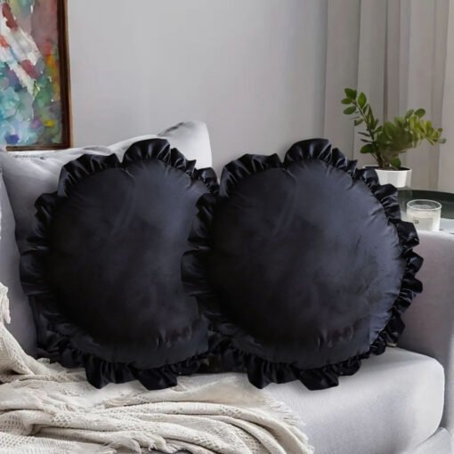 SOGA 2X 45cm Butterfly Black Vintage Lotus Leaf Throw Pillow - Image 4