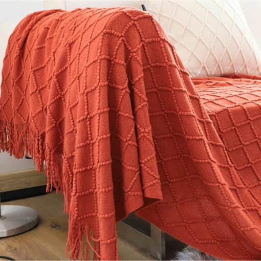 SOGA 2X Red Diamond Pattern Blanket - Image 4