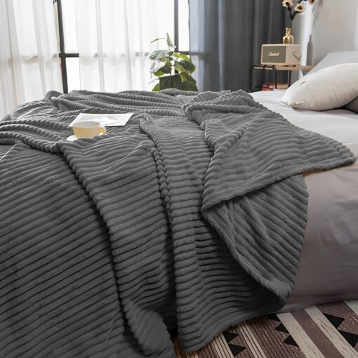 SOGA 2X Grey Throw Blanket - Image 5