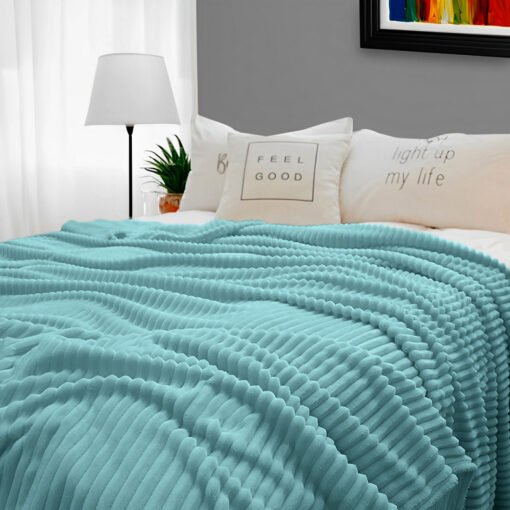 SOGA 2X Sky Blue Throw Blanket - Image 4