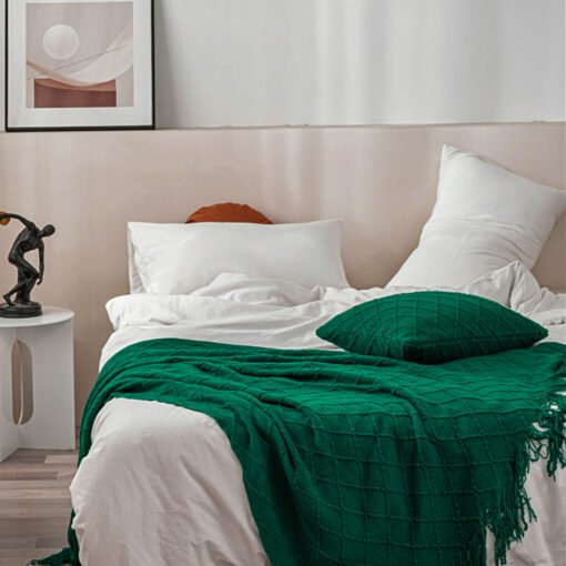 SOGA 2X Green Diamond Pattern Blanket - Image 7