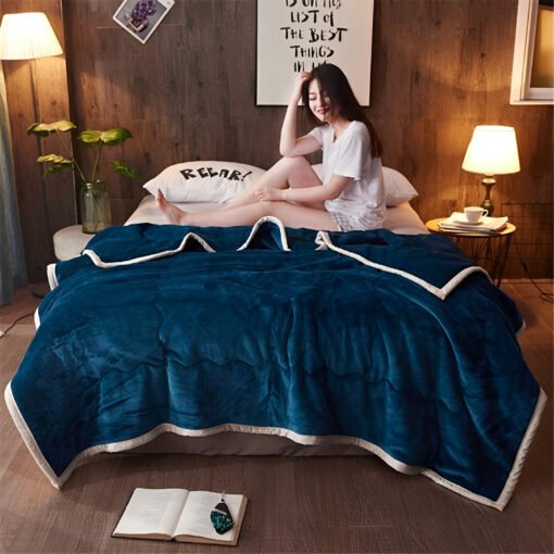 SOGA 2X Navy Blue Throw Blanket - Image 7