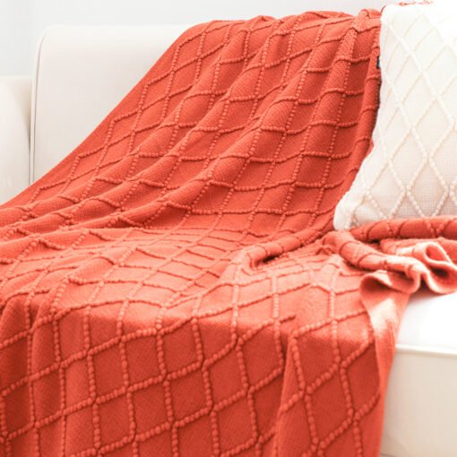 SOGA 2X Red Diamond Pattern Blanket - Image 8