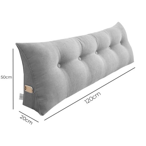 SOGA 2X 120cm Silver Wedge Bed Cushion - Image 9