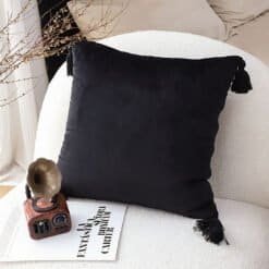 SOGA 2X Black Vintage Butterfly Pillow Tassel Throw Pillow