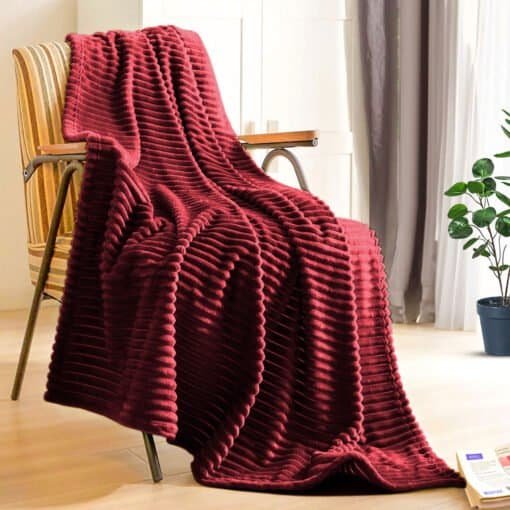 SOGA 2X Burgundy Throw Blanket