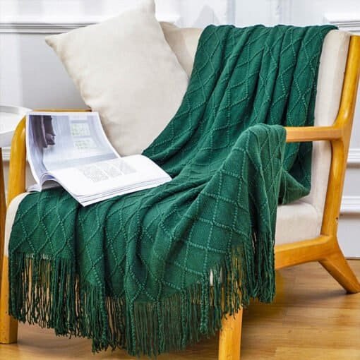 SOGA 2X Green Diamond Pattern Blanket