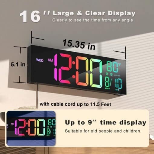 Large Digital Wall Mount Clock - Image 2