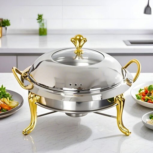 SOGA 4X Stainless Steel Round Chafing Dish