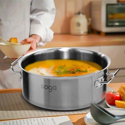 SOGA Stock Pot 32L Top Grade Thick Stainless Steel Stockpot 18/10