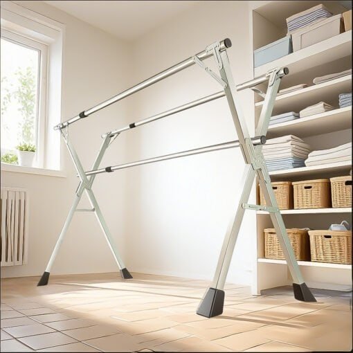 SOGA 2.4m Portable Standing Clothes Drying Rack 3 Poles
