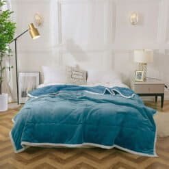SOGA 2X Lake Blue Throw Blanket