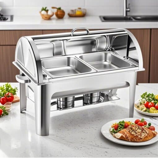 SOGA 4.5L Dual Tray Stainless Steel Roll Top Chafing Dish Food Warmer