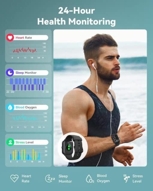 Unisex Waterproof IP68 Smartwatch for Android & iPhone with Bluetooth - Image 3