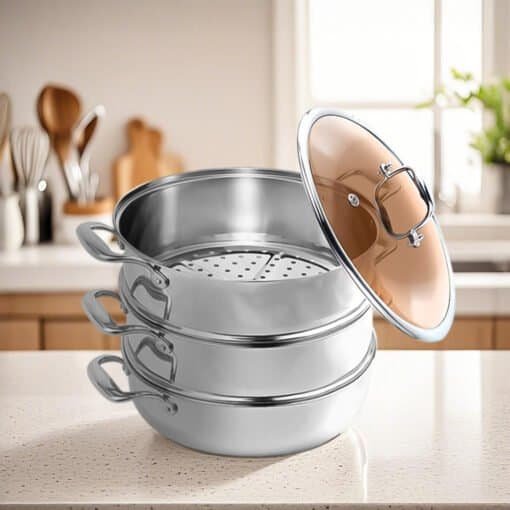 SOGA 3 Tier 32cm Stainless Steel Food Steamer